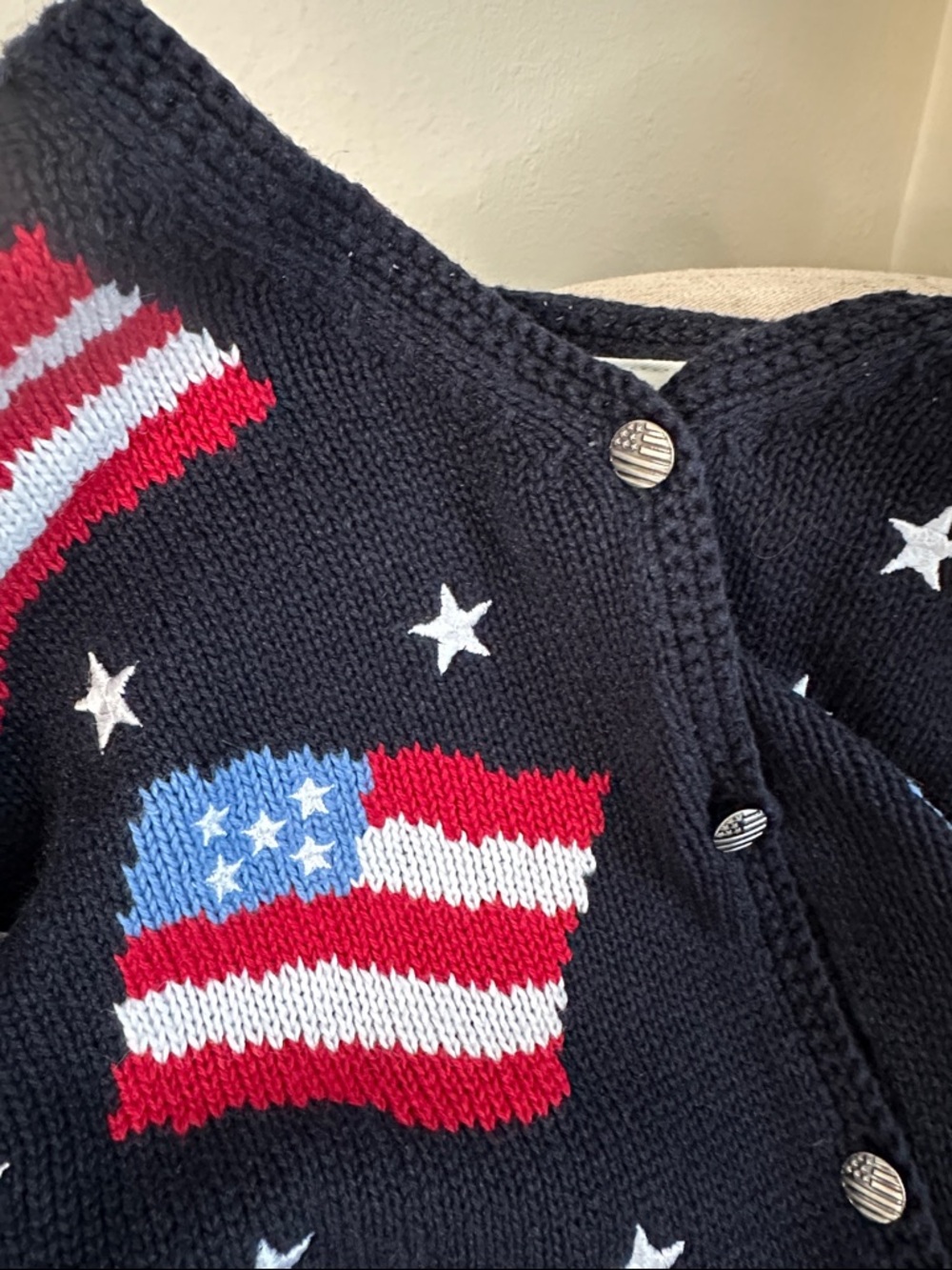 Vintage 90s CJ Banks patriotic USA flag short sleeve sweater, women’s 1X - Picture 4 of 9